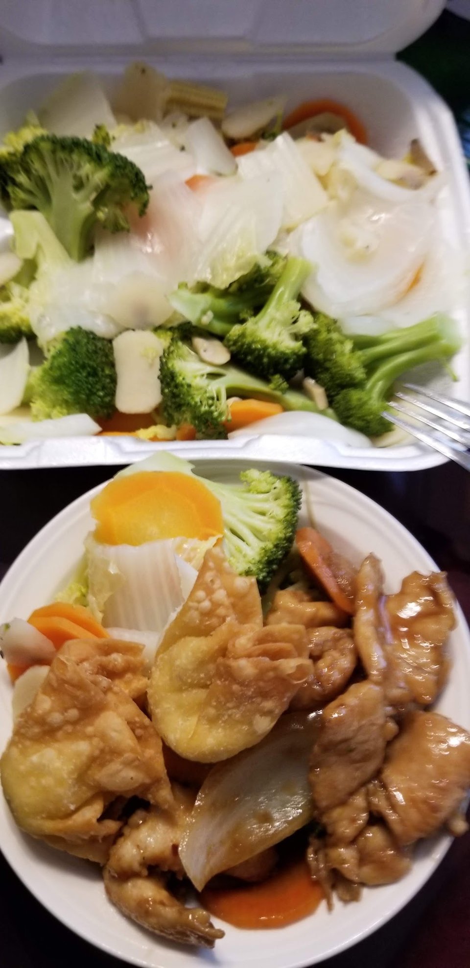 Chinese Steamed Veggies and Hunan Chicken